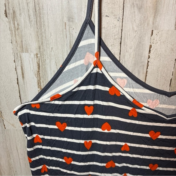 Sunday Sleep Tank From Old Navy Blue Stripe With Orange Hearts 4X - Picture 6 of 16